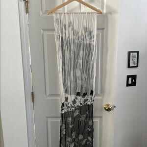 Elegant Black and White Floral Scarf